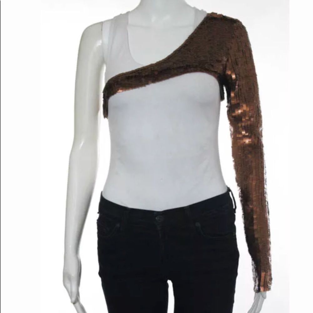 🔥🔥SOLD🔥🔥Copper sequin, one shoulder bolero.